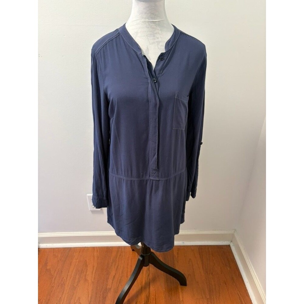 Splendid SD9A0941 SK Women's Rayon Shirt Dress M Blue‎ Long Size Women Sleeve
